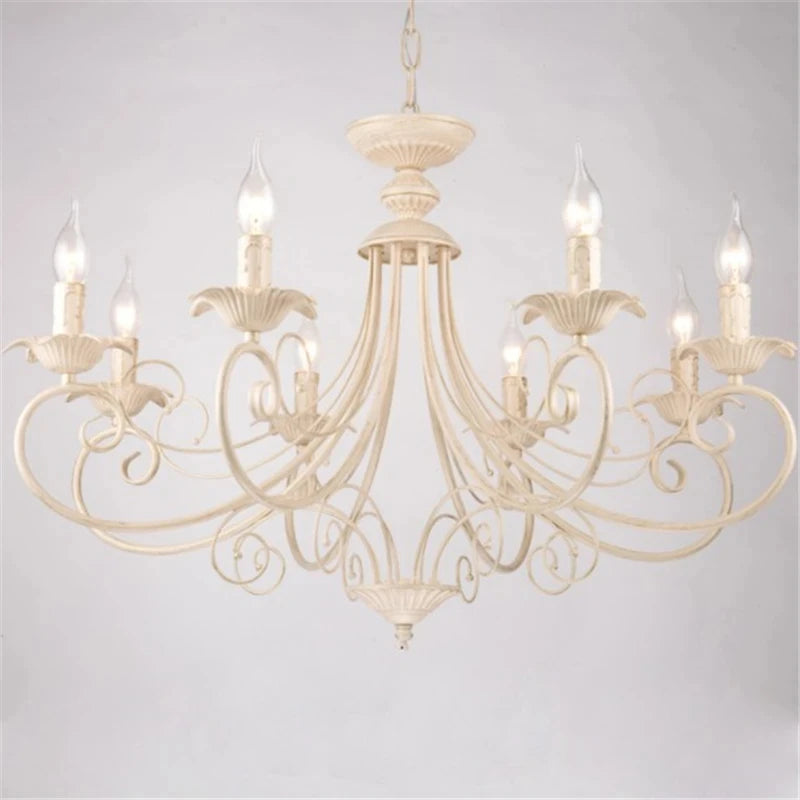 Classic Europe Wrought Iron Chandeliers E14 Candle Light Vintage Black