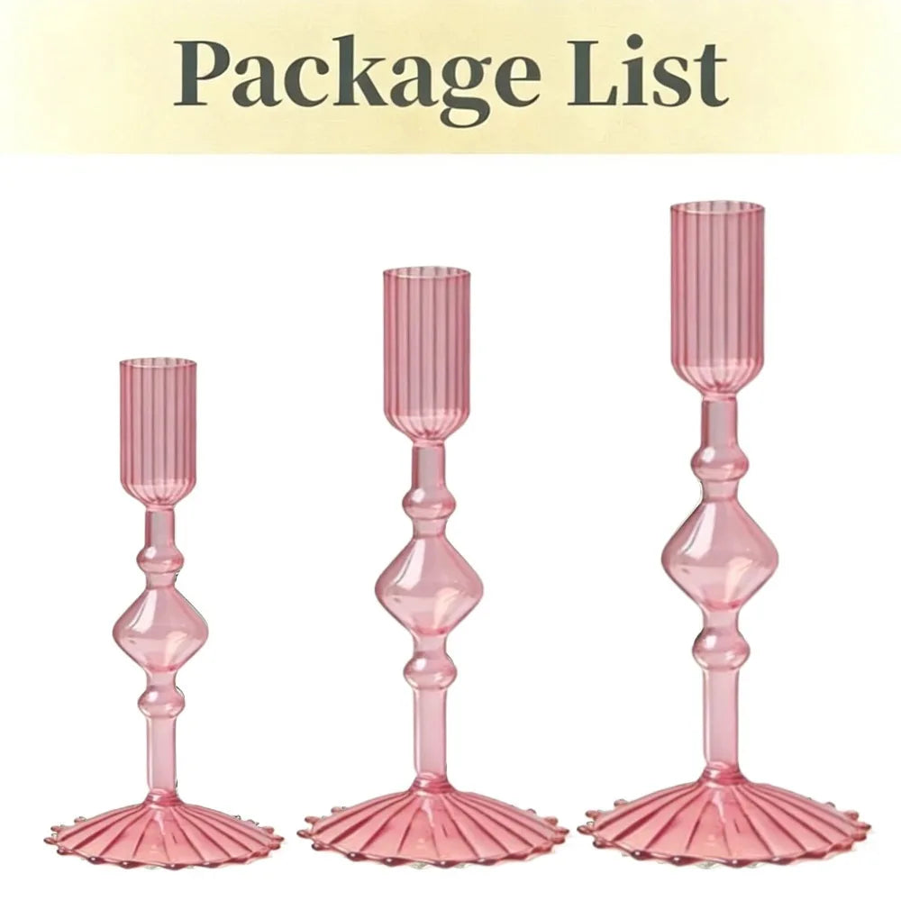 Wavy Glass Taper Candle Holders