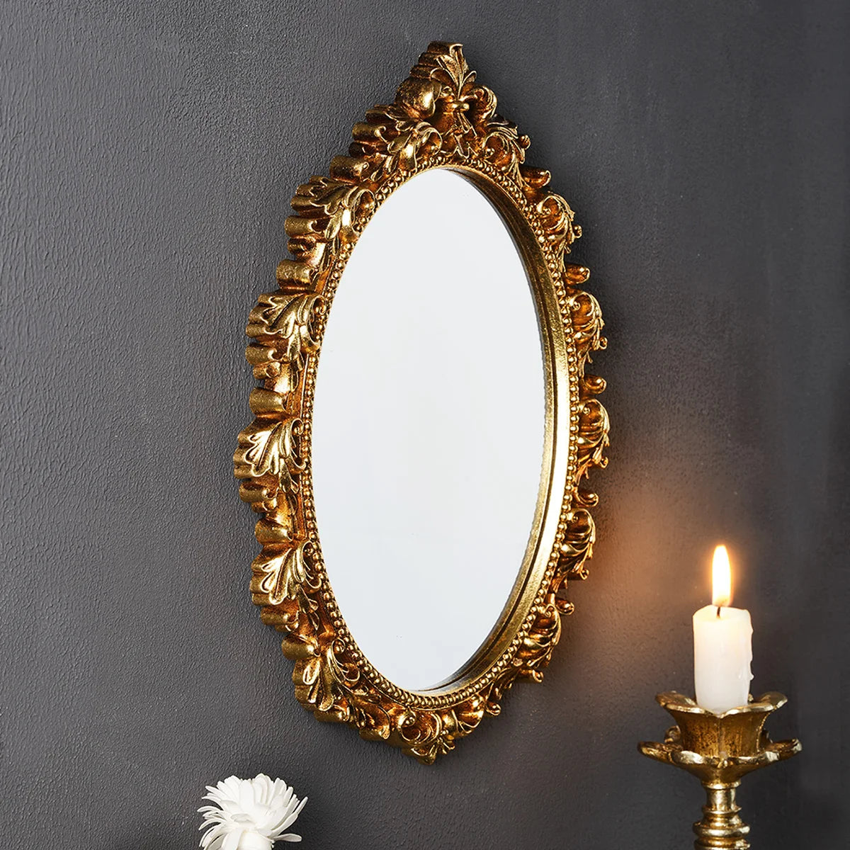 Golden Oval Wall Mirror