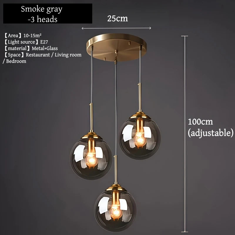 Modern Luxury Metal Chandelier Nordic Creative LED Glass Pendant Lamp