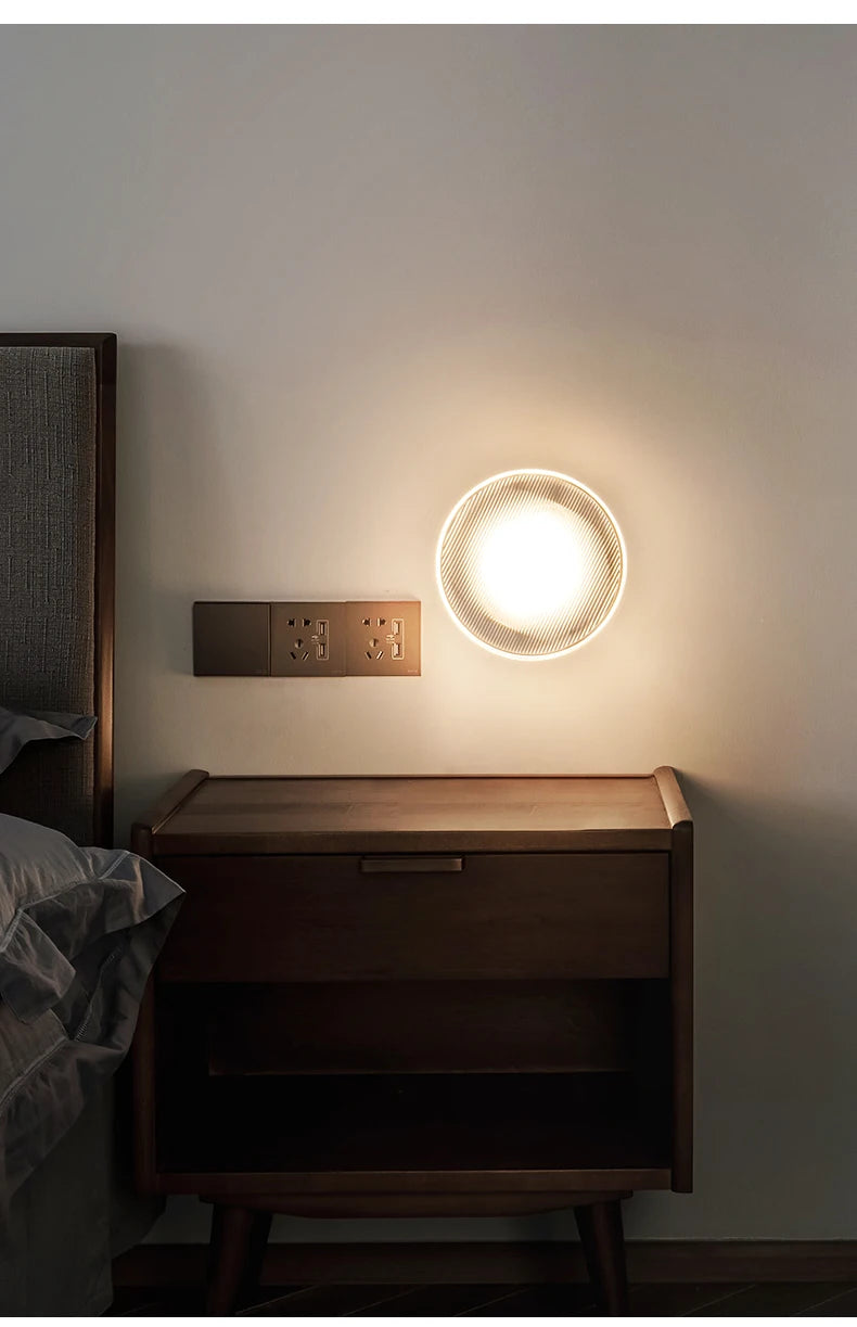 Modern Round Wall Lamp LED Acrylic Wall Light Sconce Living Room Aisel