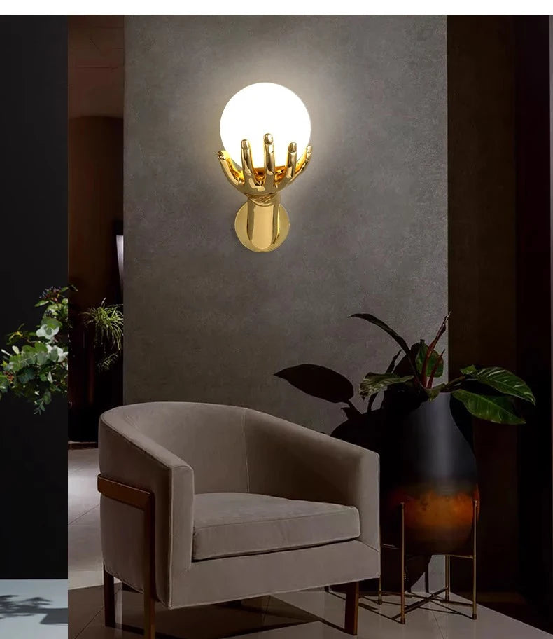 Brass Hand Moon Wall Sconce