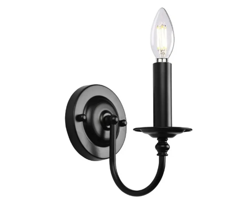 European Retro Wrought Iron Wall Lamp Sconce American Candle Style