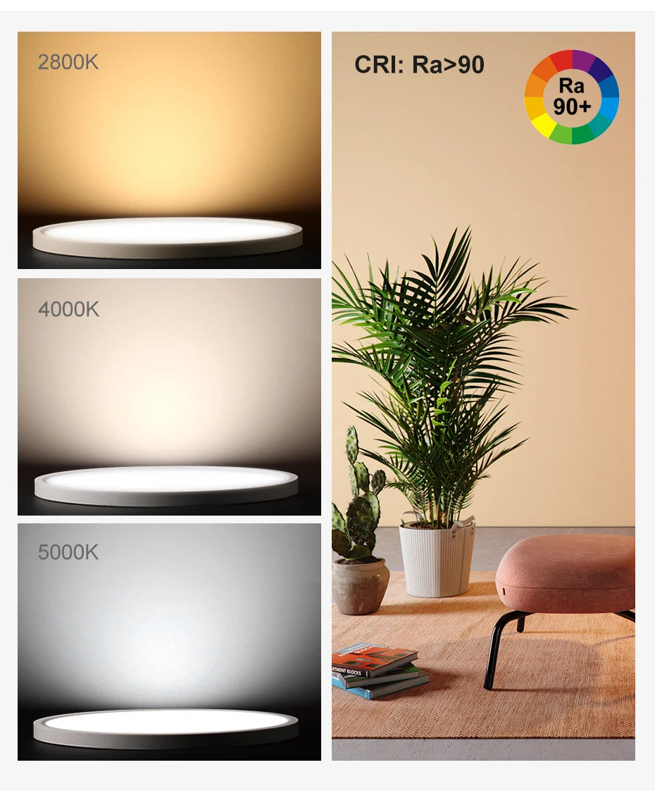 LED Ceiling Light Wood Grain & White 3 in 1 Lighting Colors