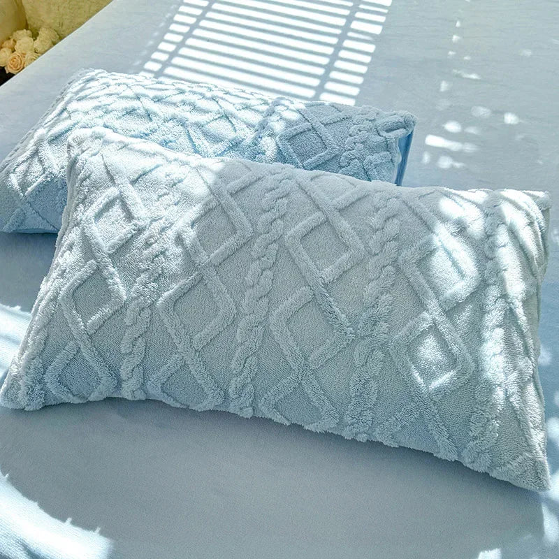 Milk Fleece Winter Thickened Pillowcase Bedding Coral Fleece Simple