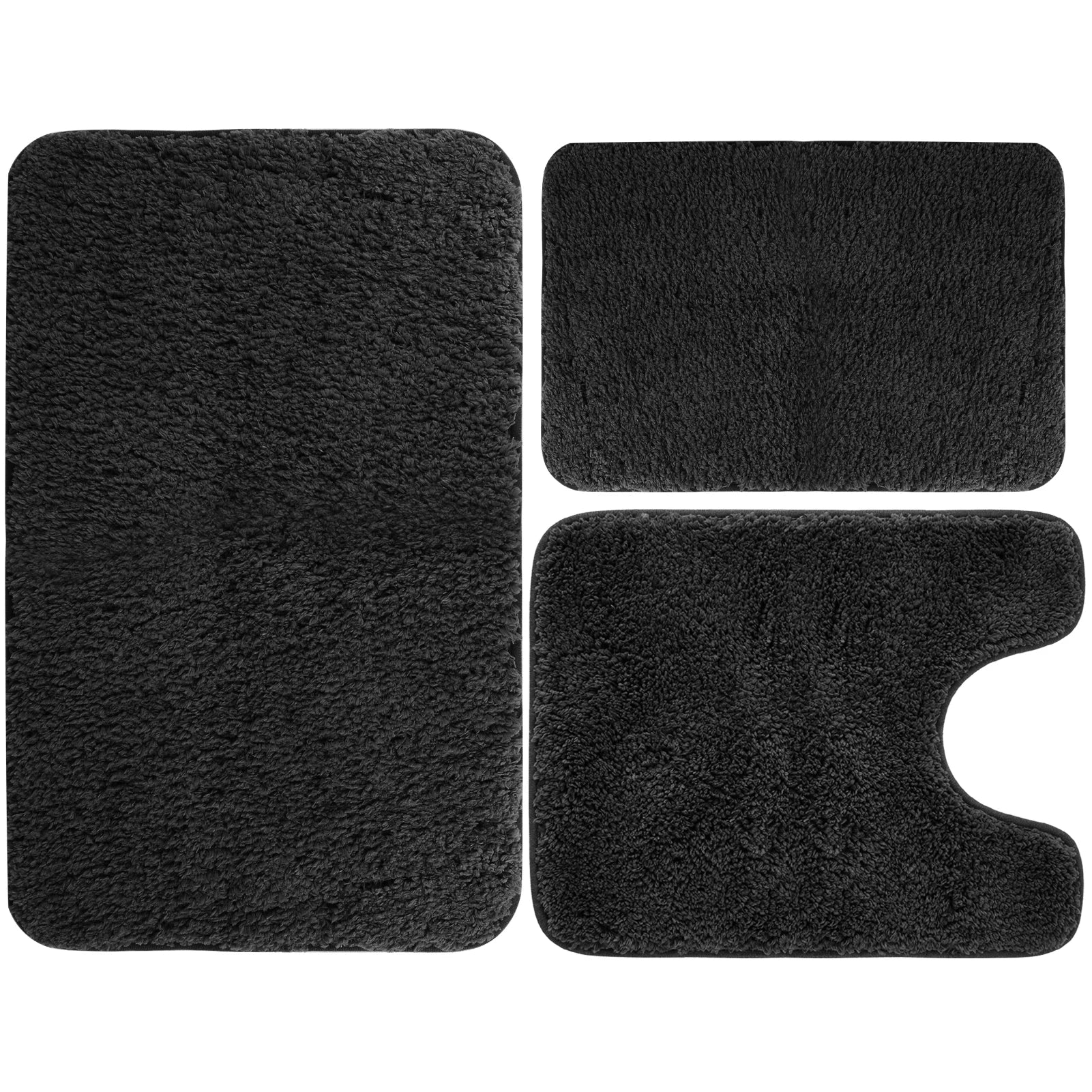 Velvet Memory Foam Bathroom Rug Set Of 3 Water Absorption Non Slip