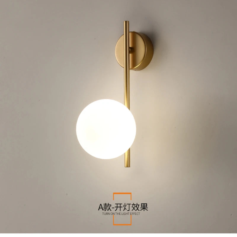 Rechargeable Glass Globe Wall Lamp