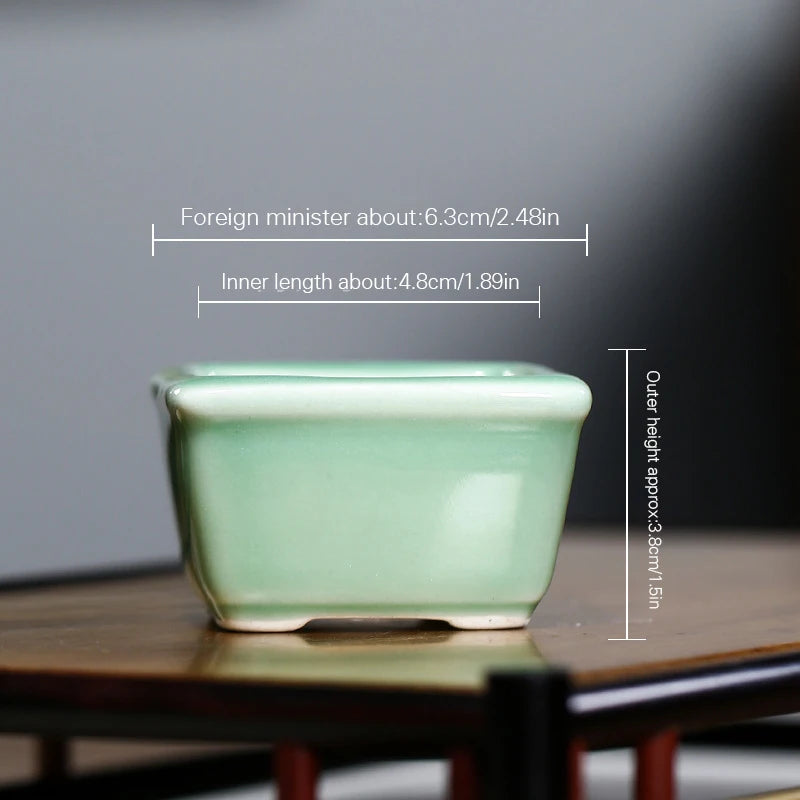 Hexagonal Glazed Ceramic Bonsai Pot