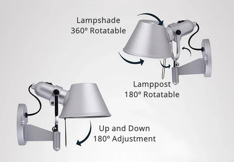 Modern LED Wall Lamp Telescopic Swing Arm E27 Living Room Sconce