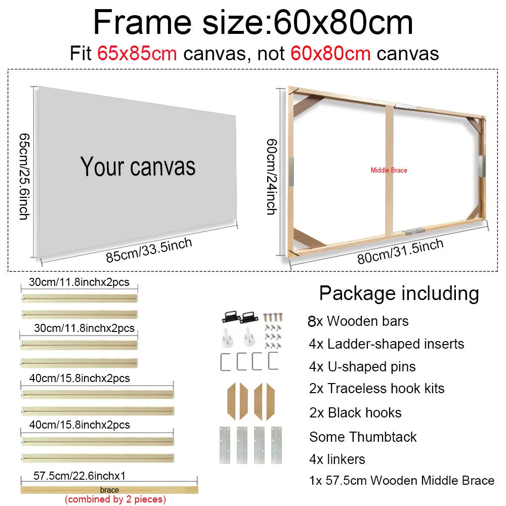 24 Sizes Large Wall Canvas Frame Wooden Frames Wooden