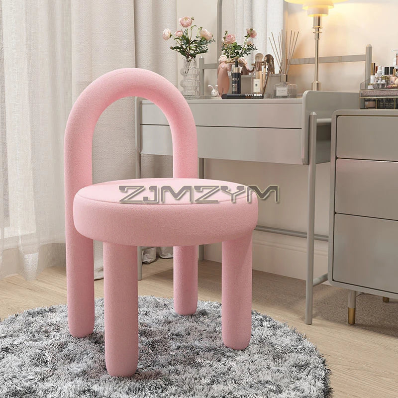 Round Velvet Vanity Stool Footrest