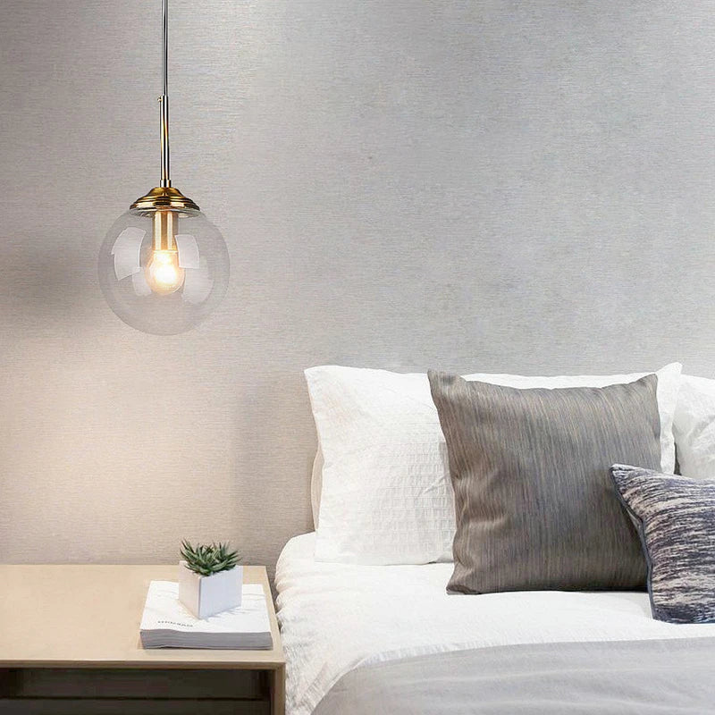 Amber & Smoky Gray Glass Globe Pendant Light