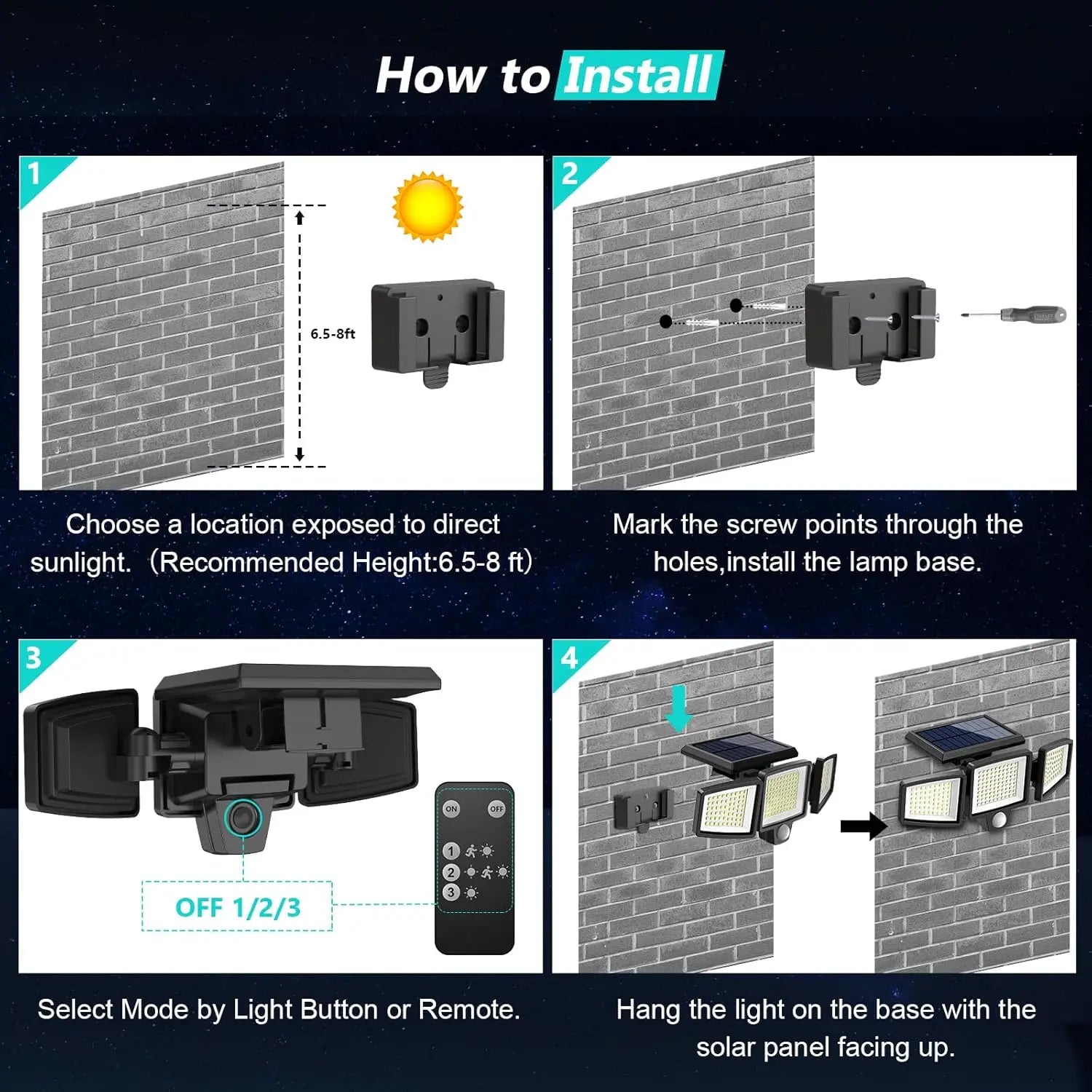 3-Head Solar Motion Security Light