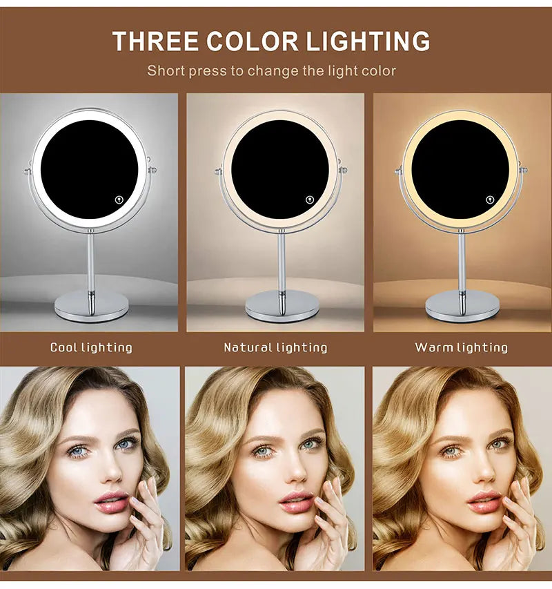 8 Inch Double Sided LED Makeup Mirror with Touch Control