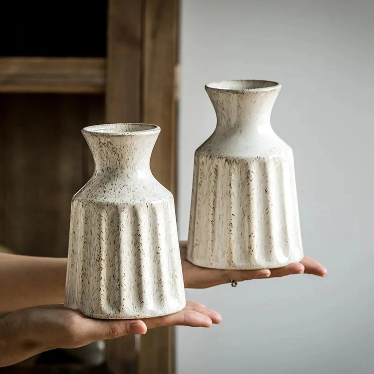 Vintage Glazed Ceramic Vase, Small Rustic Flower Vase