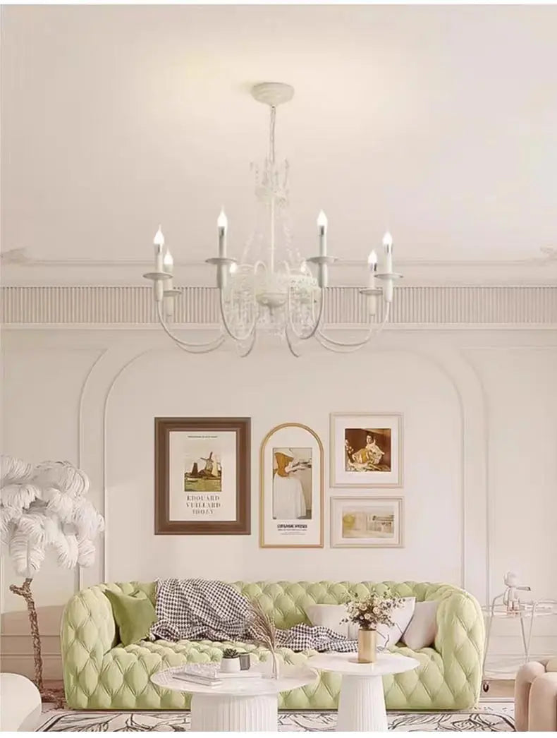 Modern 6-Light Crystal Chandelier LED Ceiling Light with E14 Bulb Base