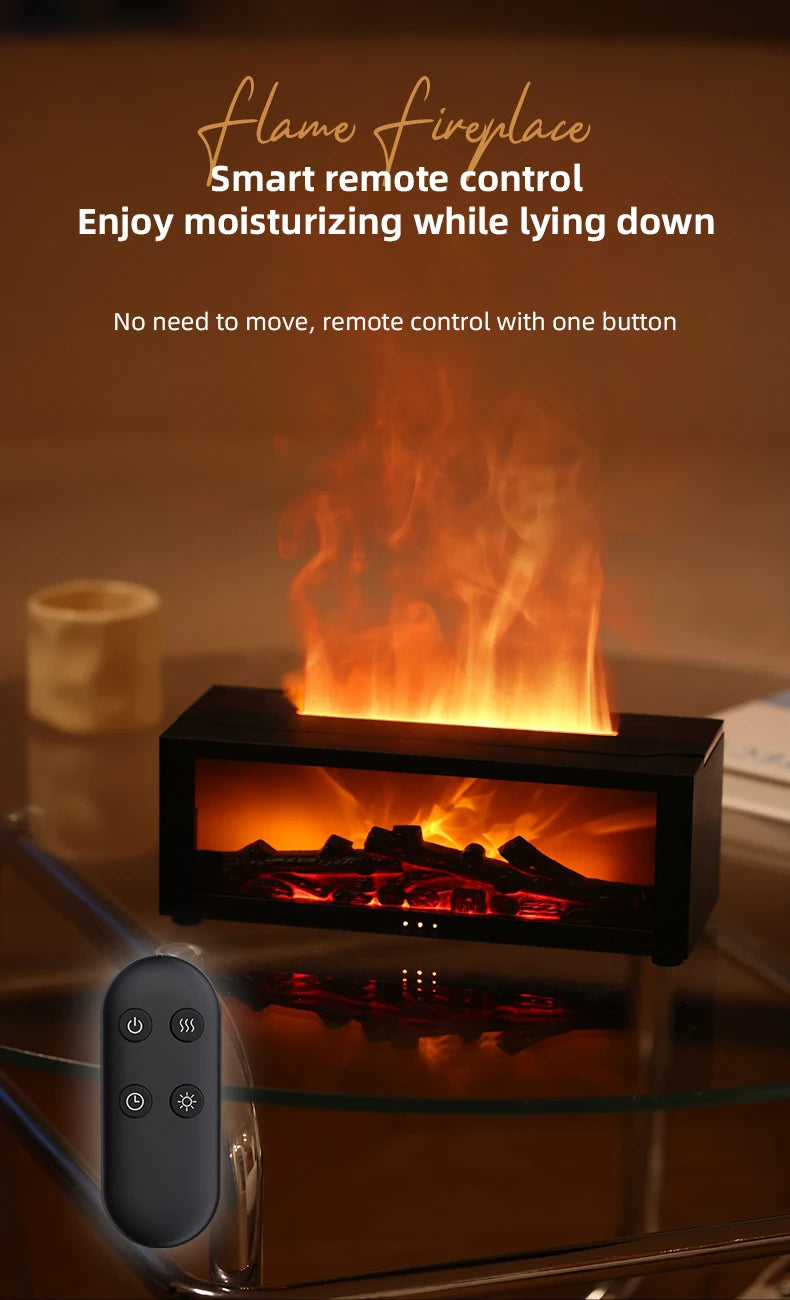 Flame Essential Oil Diffuser, 3D Flame Fireplace Aromatherapy Machine