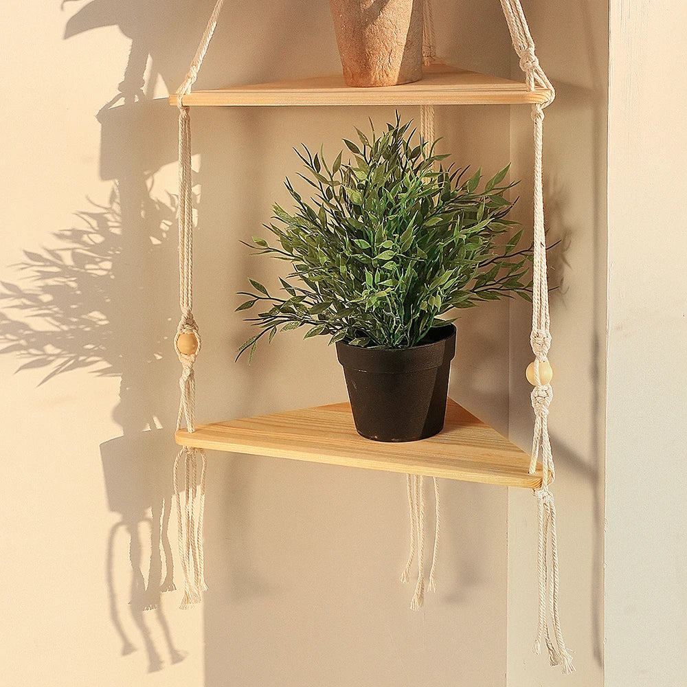 Hanging Wood Corner Shelf