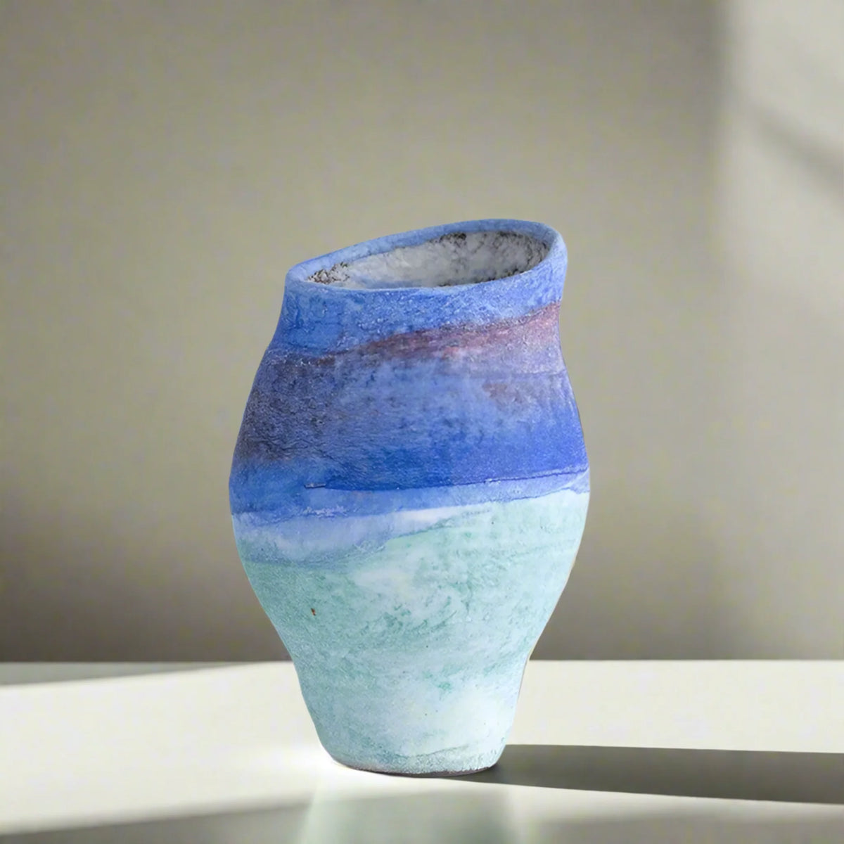 Blue Gradient Ceramic Vase, Glazed Porcelain Bud Vase