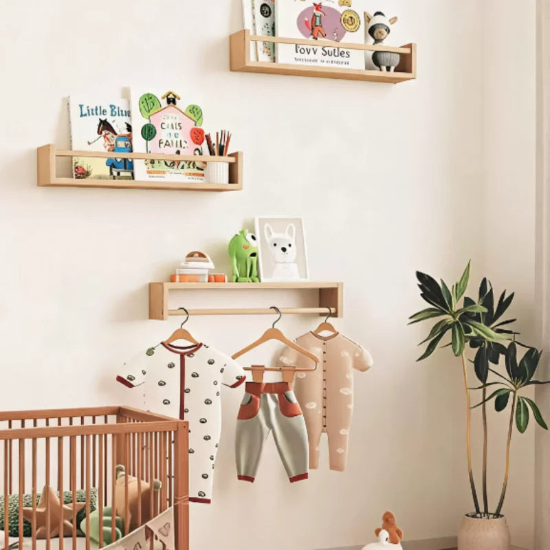 Wooden Kids Floating Bookshelf