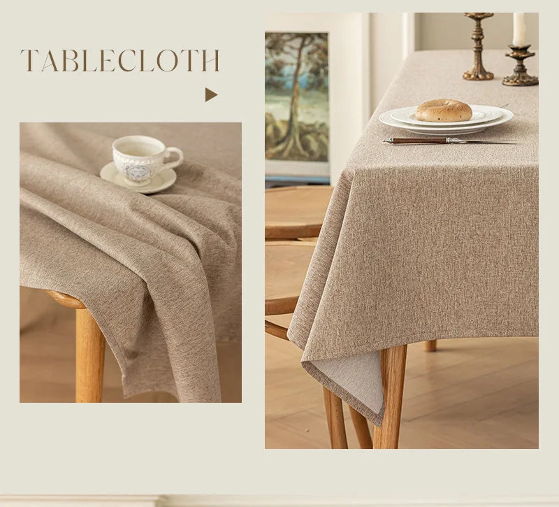 Cotton and Linen Three-proof Tablecloth Waterproof and Dustproof Solid