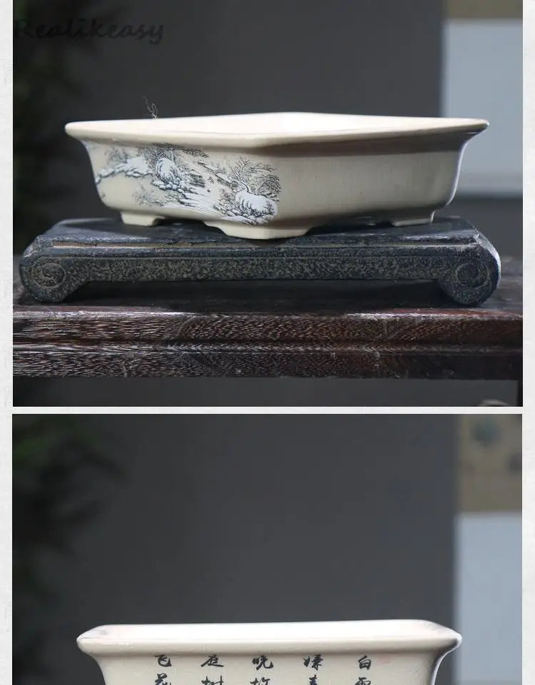 6Size Purple Sand Flower Pot Ceramic Bonsai Pot Handmade