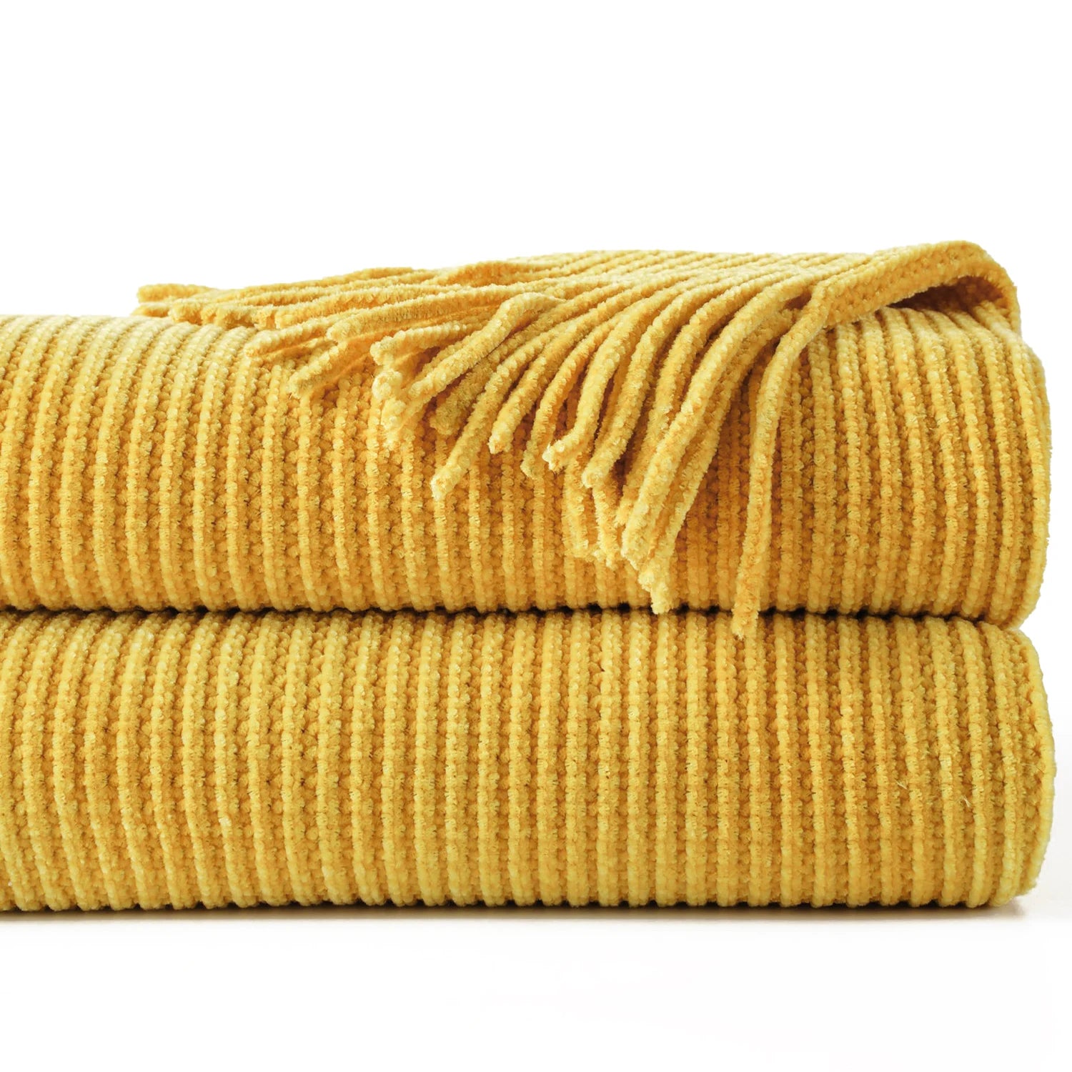 Chenille Knit Plaid Throw Blanket
