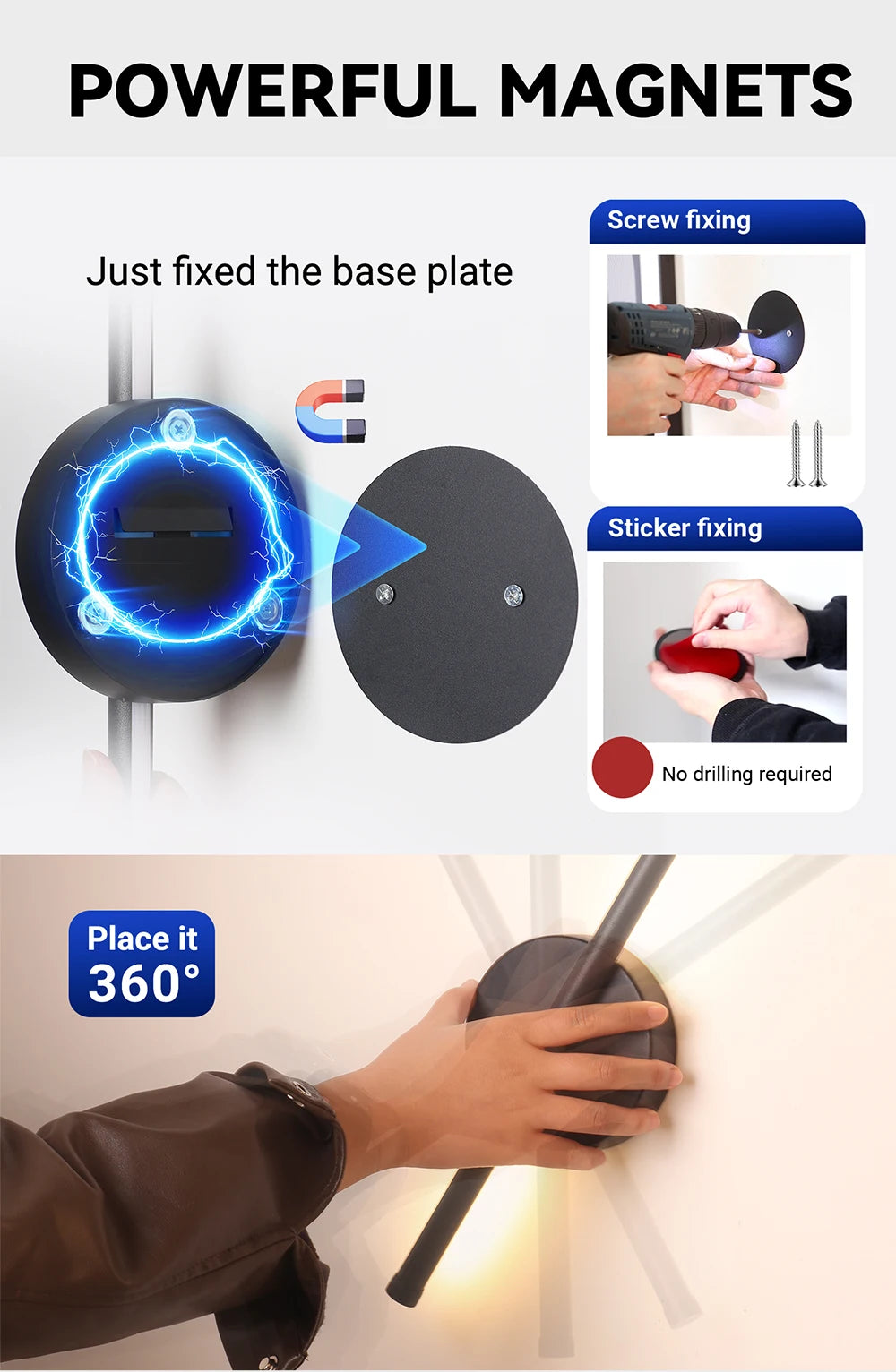 2-pack Rechargeable Wall Light LED 50 80cm Dimming Wall Sconce with
