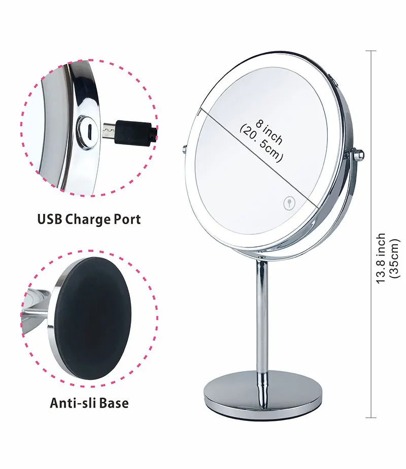 8 Inch Double Sided LED Makeup Mirror with Touch Control