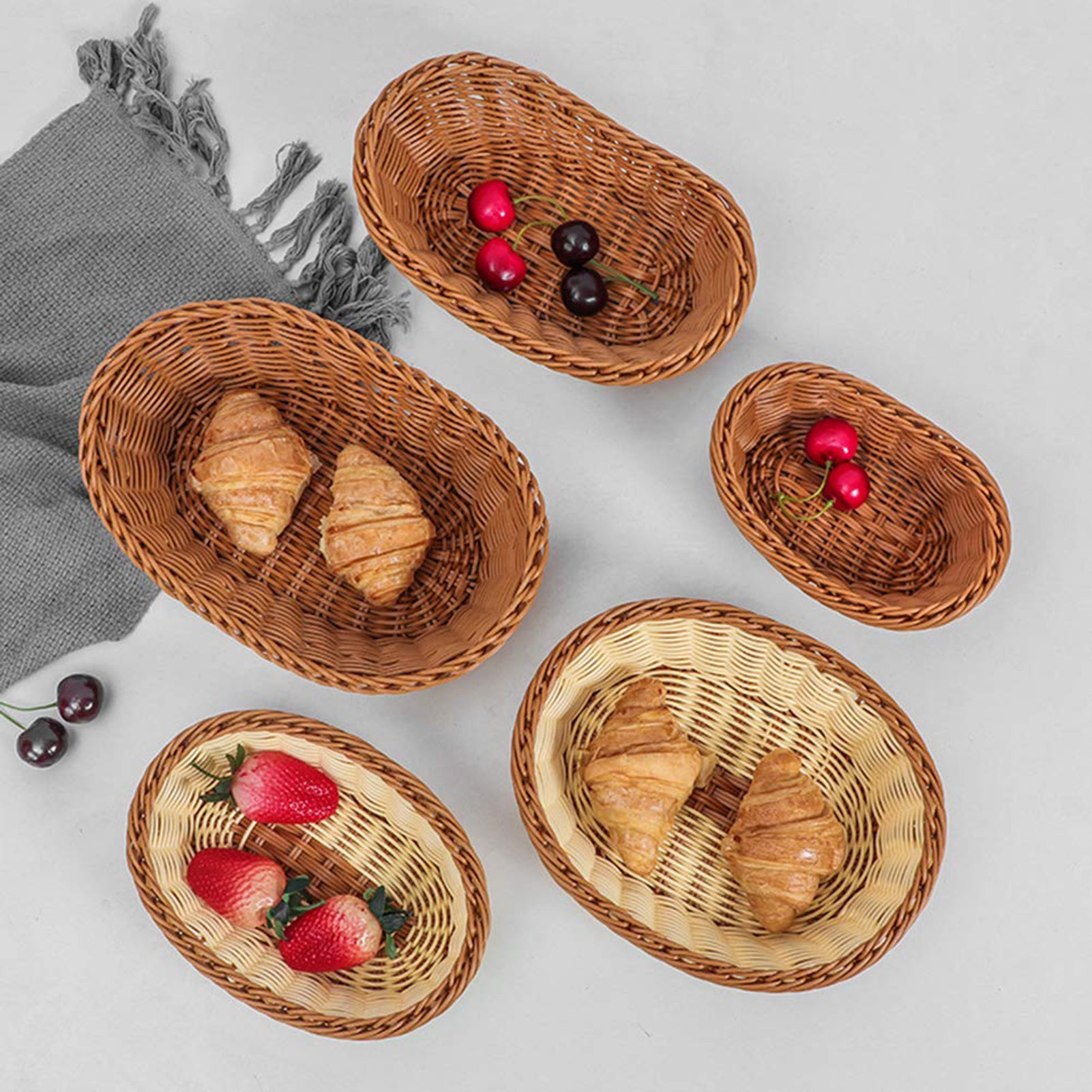 Oval Woven Wicker Bread Basket