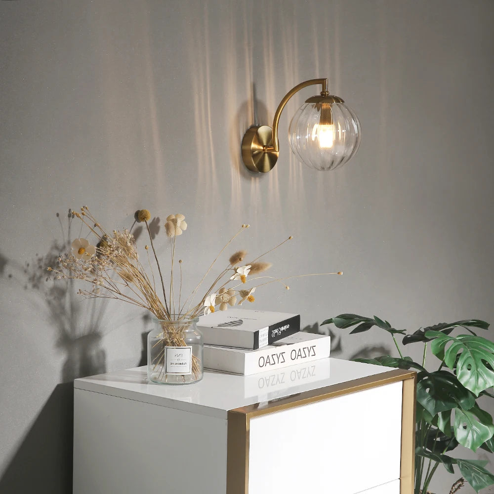 Glass Shade Bedside Wall Lamp