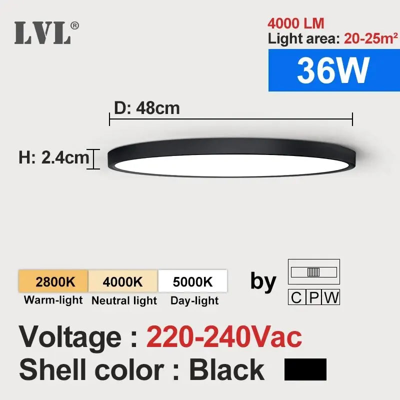 LED Ceiling Light Wood Grain & White 3 in 1 Lighting Colors