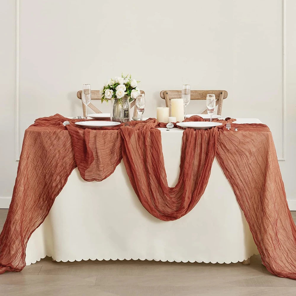 Burgundy Table Runner Cheesecloth Gauze Rustic Boho Cheese Cloth