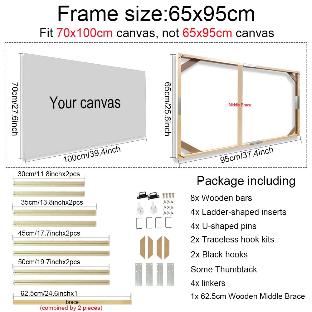 24 Sizes Large Wall Canvas Frame Wooden Frames Wooden