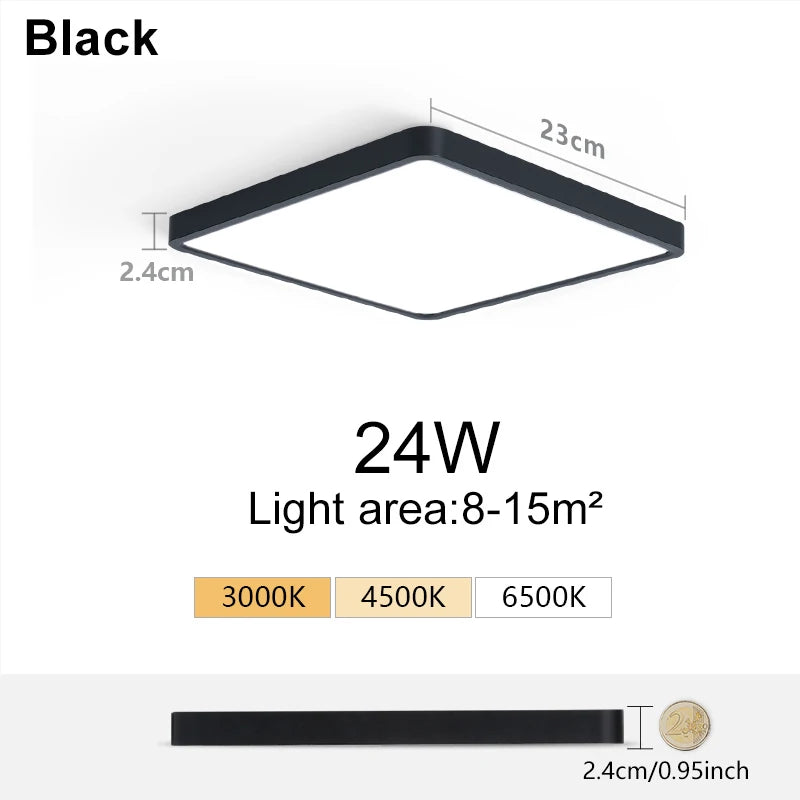 Ultrathin Square Wood Grain Ceiling Light