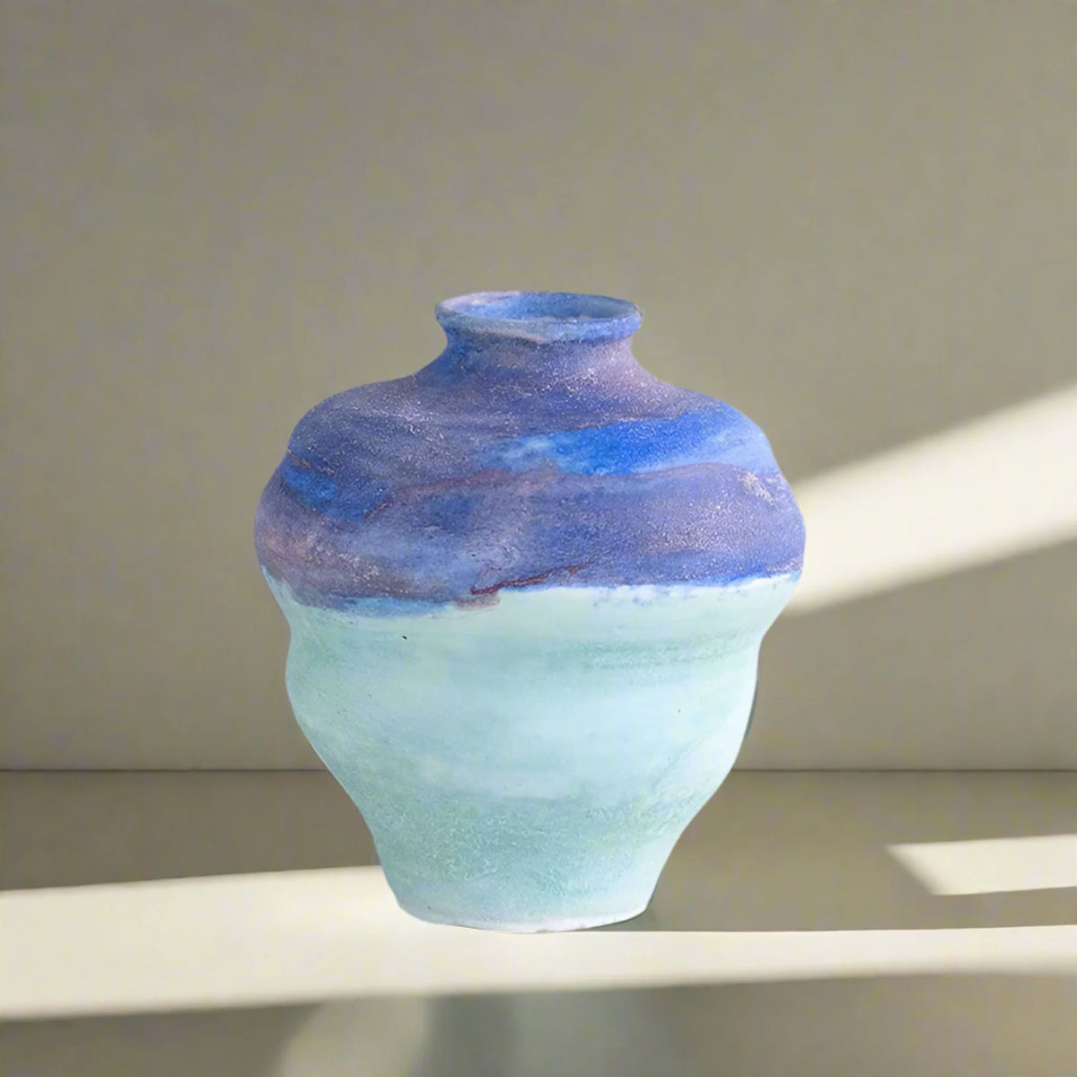 Blue Gradient Ceramic Vase, Glazed Porcelain Bud Vase