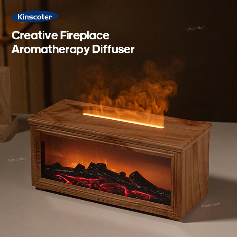 Simulated Fireplace Flames Aroma Diffuser Aromatherapy Ultrasonic Air