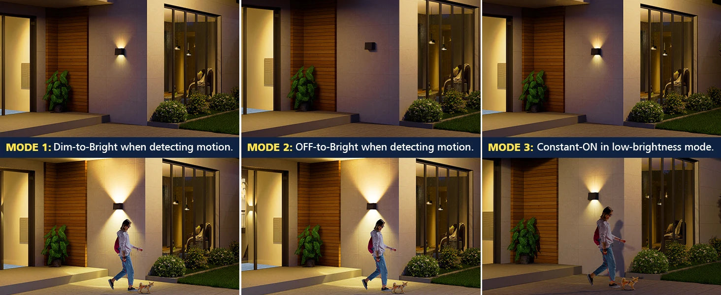 Solar LED Wall Light Outdoor, Dusk to Dawn Motion Sensor Solar Lantern