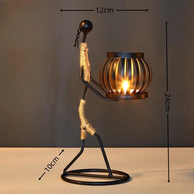 Nordic Metal Candlestick Abstract Character Sculpture Candle Holder