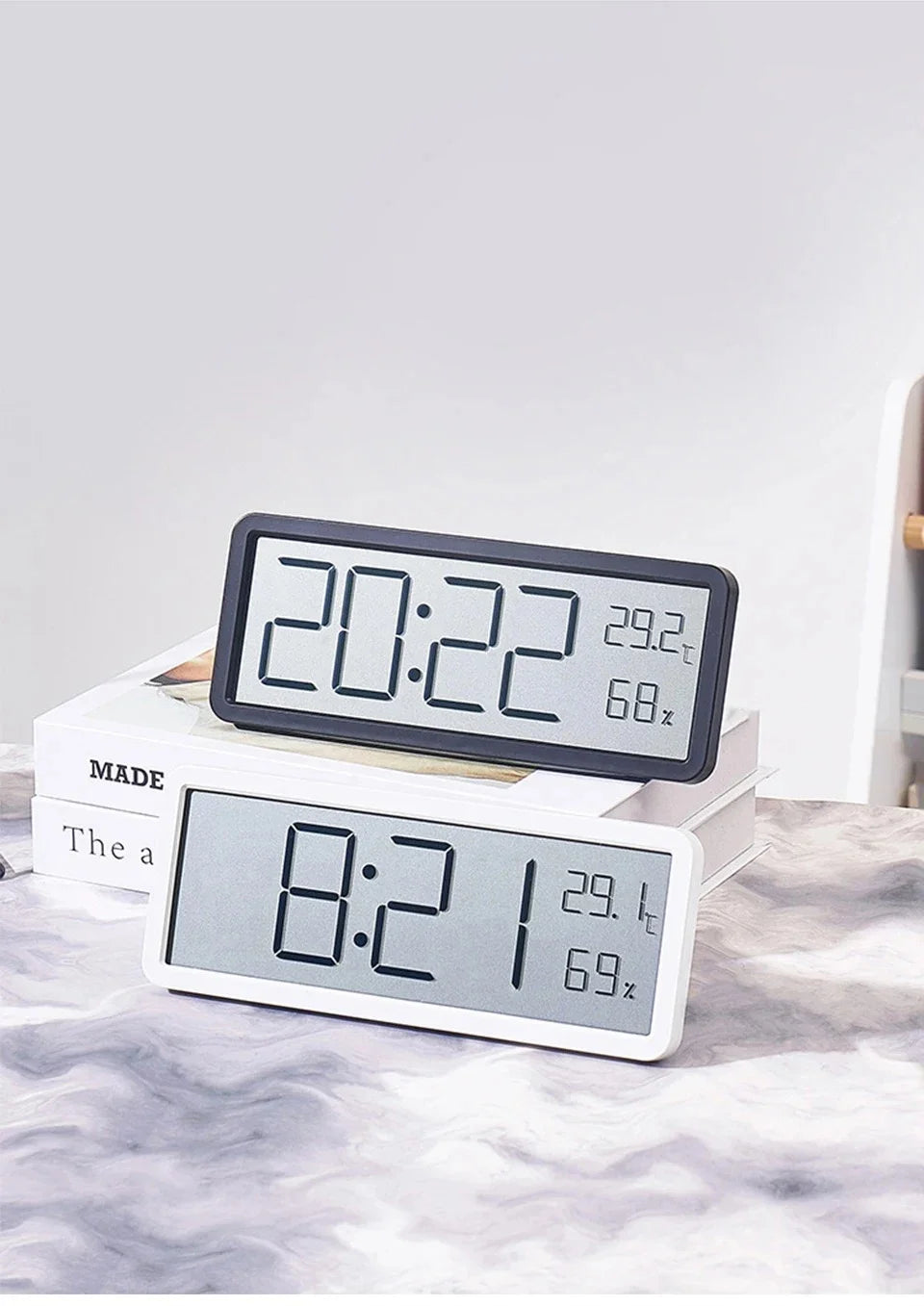 LCD Screen Digital Wall Clock Time Temperature Humidity Time
