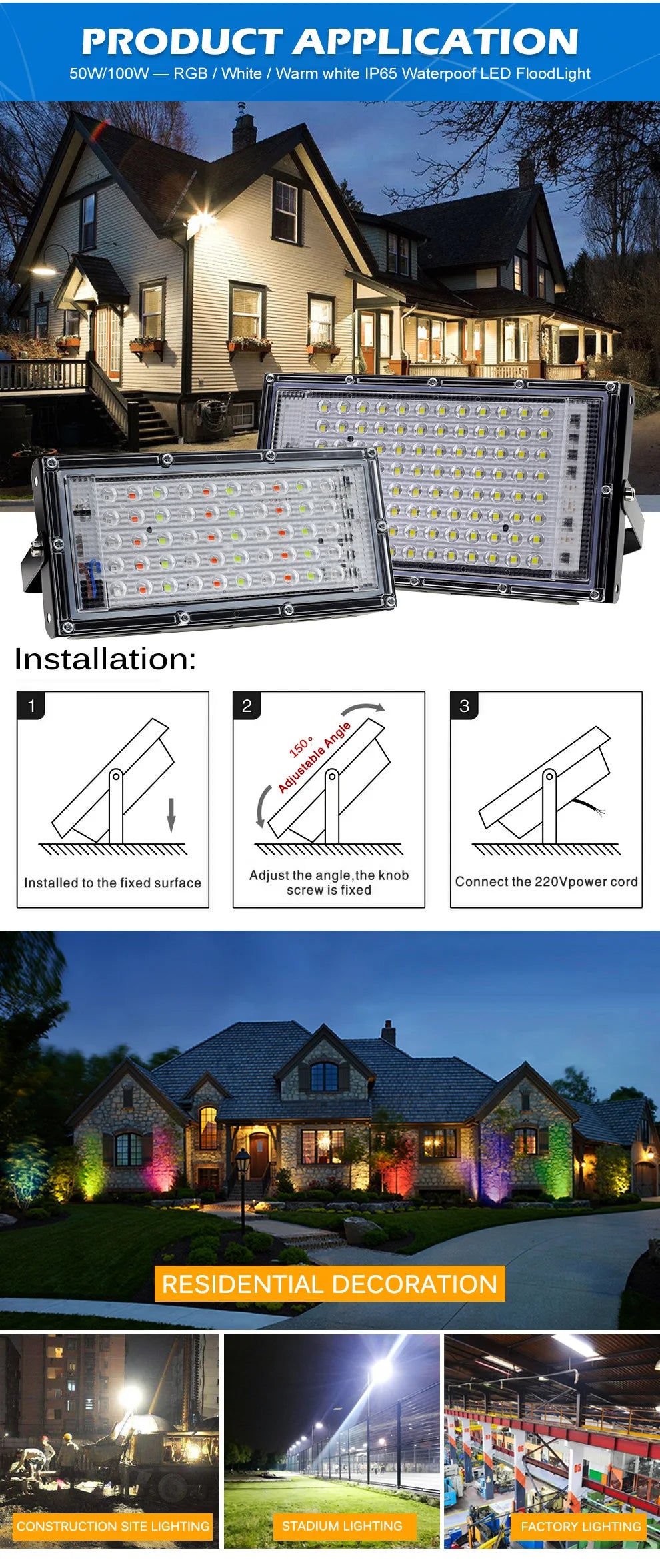 RGB LED Outdoor Flood Light