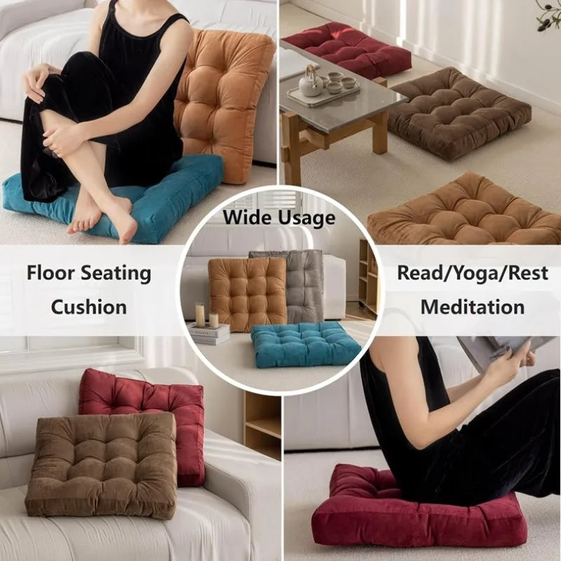 Corduroy Tufted Square Floor Cushion