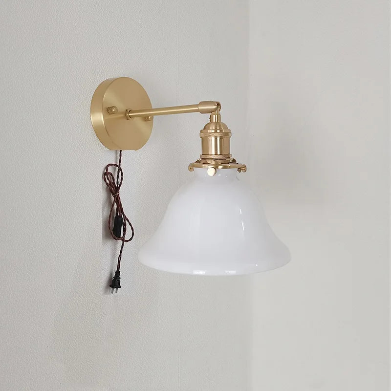 IWHD Left And Right Rotate Copper Wall Lamp Beisde Swing Long Arm Green