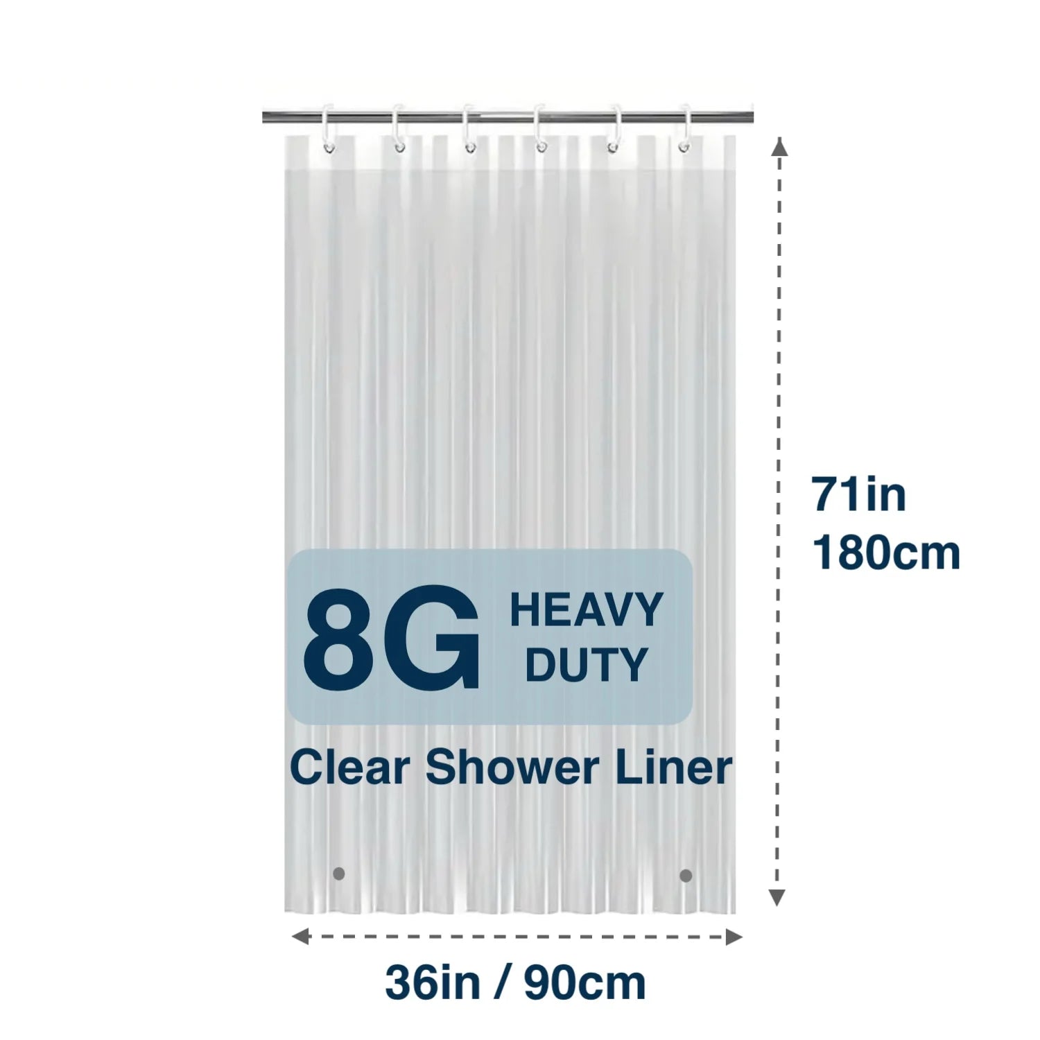 1pc Heavy Duty Clear Shower Curtain Liner with Metal Grommets