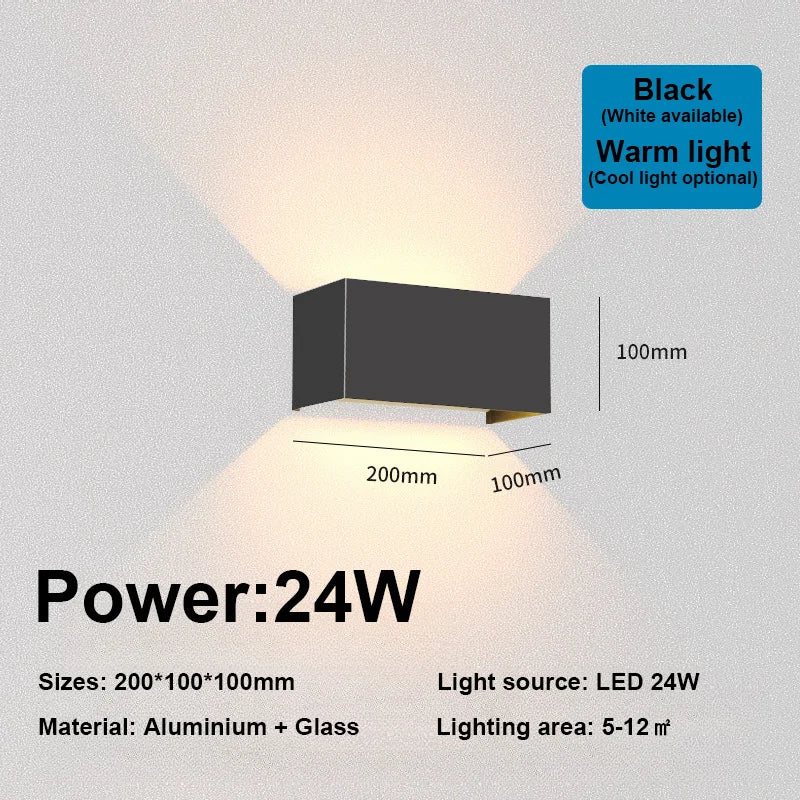 Nordic modern wall light 12W 24W IP65 waterproof LED lamps indoor