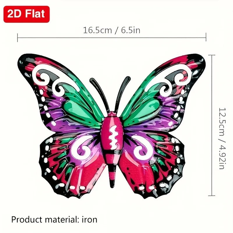 set 2D Metal Butterfly Wall Art Decor for Garden
