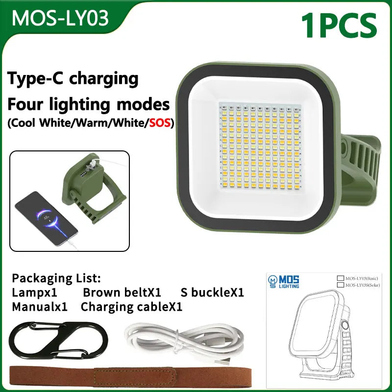 MOSLIGHTING Solar Chargin Tent Strong Light with Magnet Zoom Portable