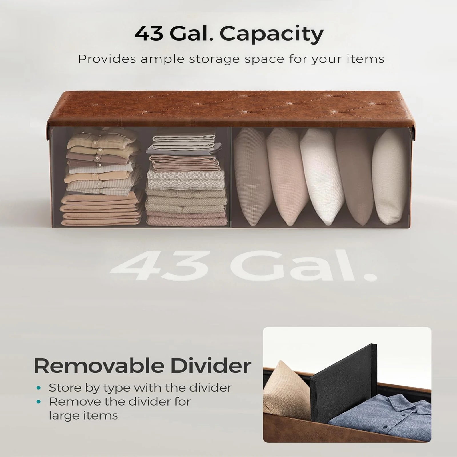 Folding Faux Leather Storage Bench