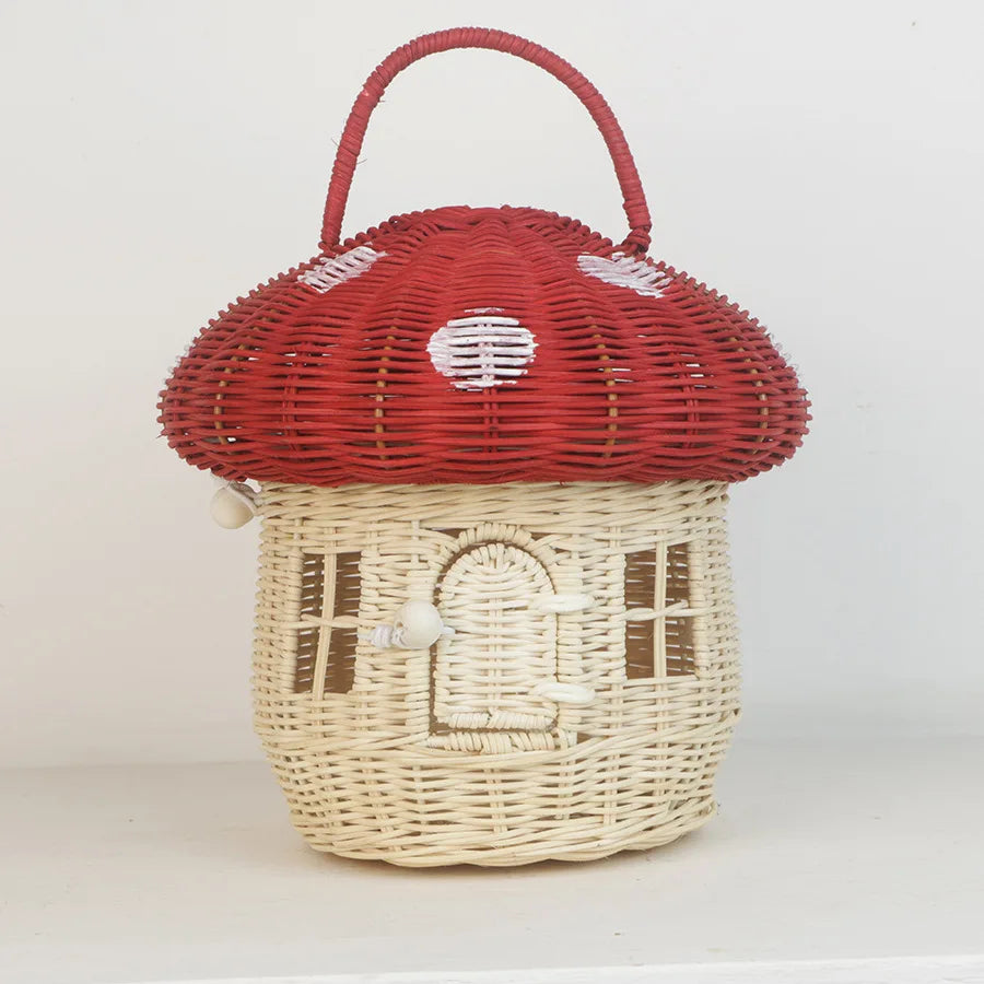 Woven Rattan Mushroom Basket