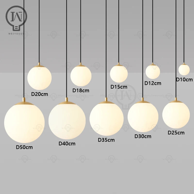 White Glass Ball Pendant Light